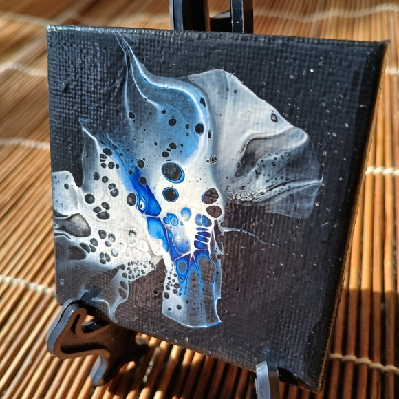 "Blue Dream" Acrylic Pour Painted Magnetic Stretched Canvas - Picture 3 of 6